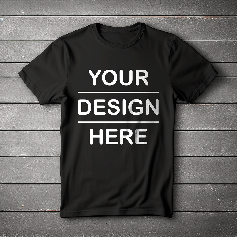Black Color Round Neck Tshirt Mockup On Wooden Background psd
