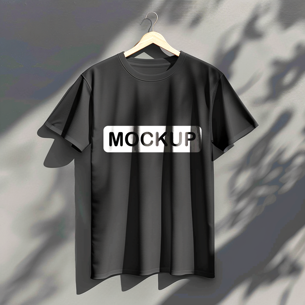 Black Color Round Neck Blank Tshirt Mockup psd