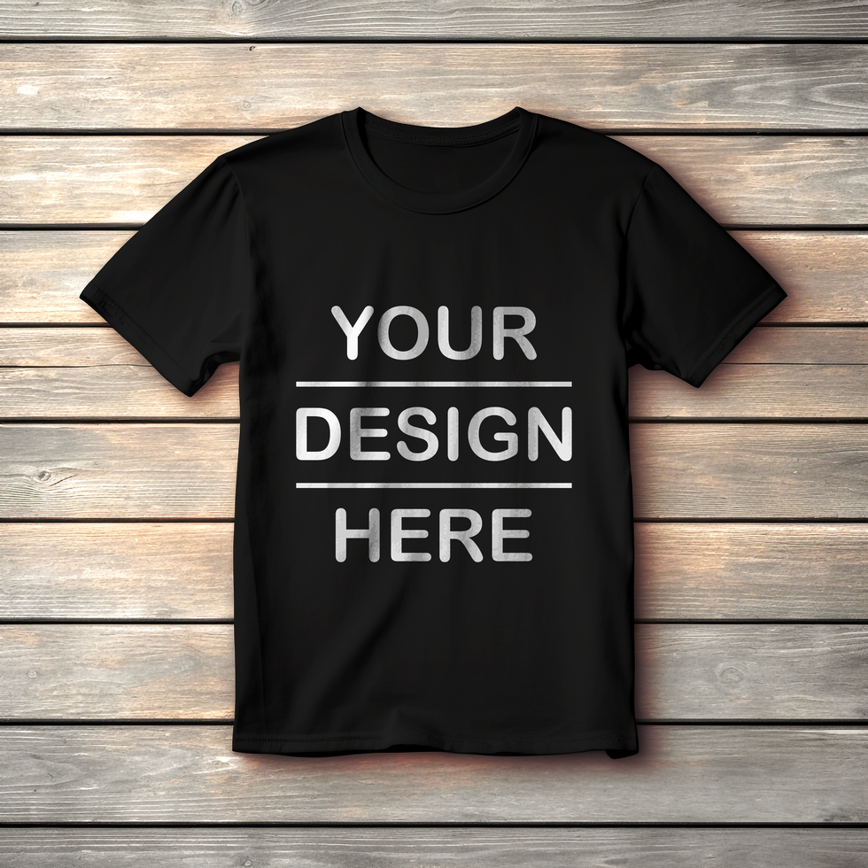 Black Color Round Neck Blank Tshirt Mockup On Wooden Background psd