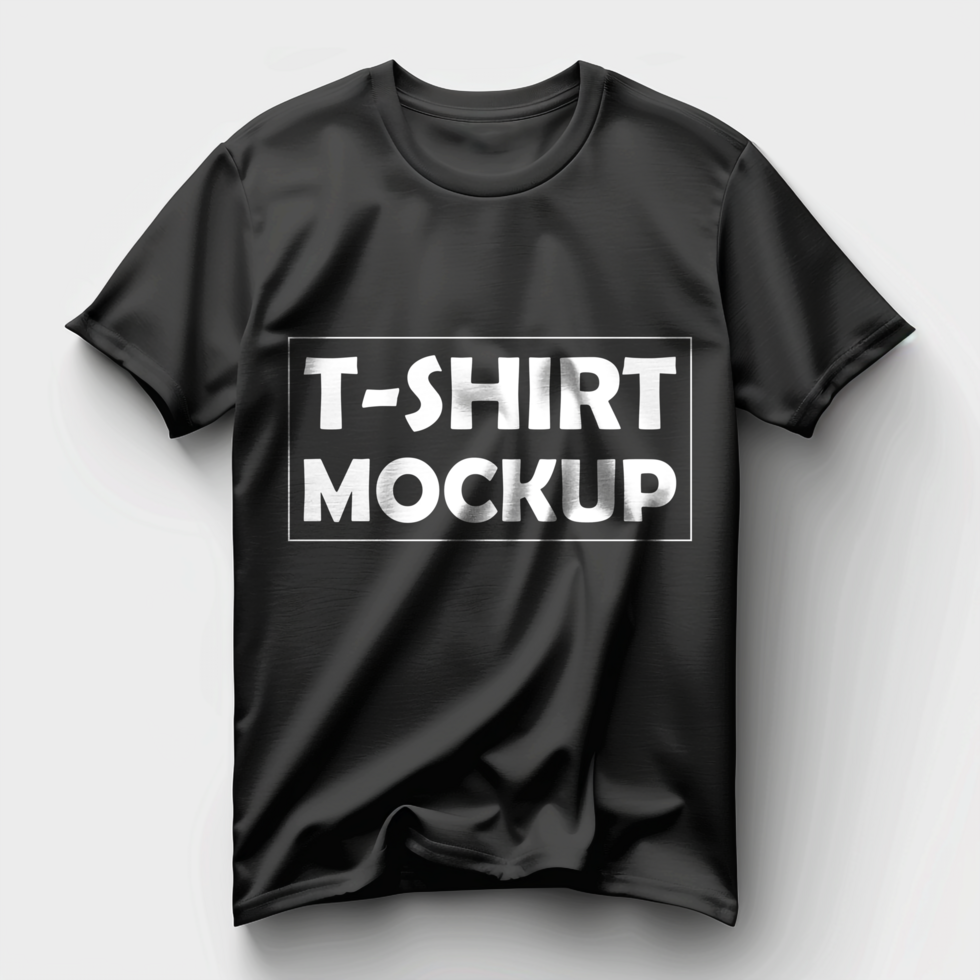 Black Color Round Neck Blank Tshirt Mockup On White Background psd