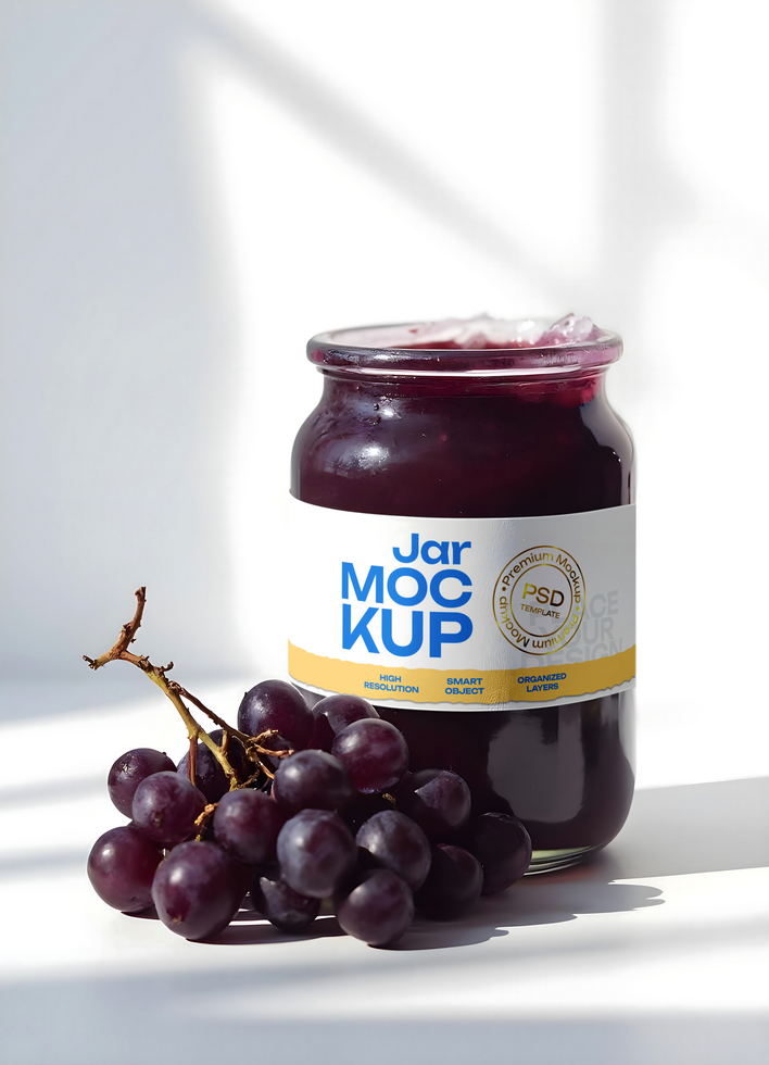 Grape Jam Jar Mockup psd