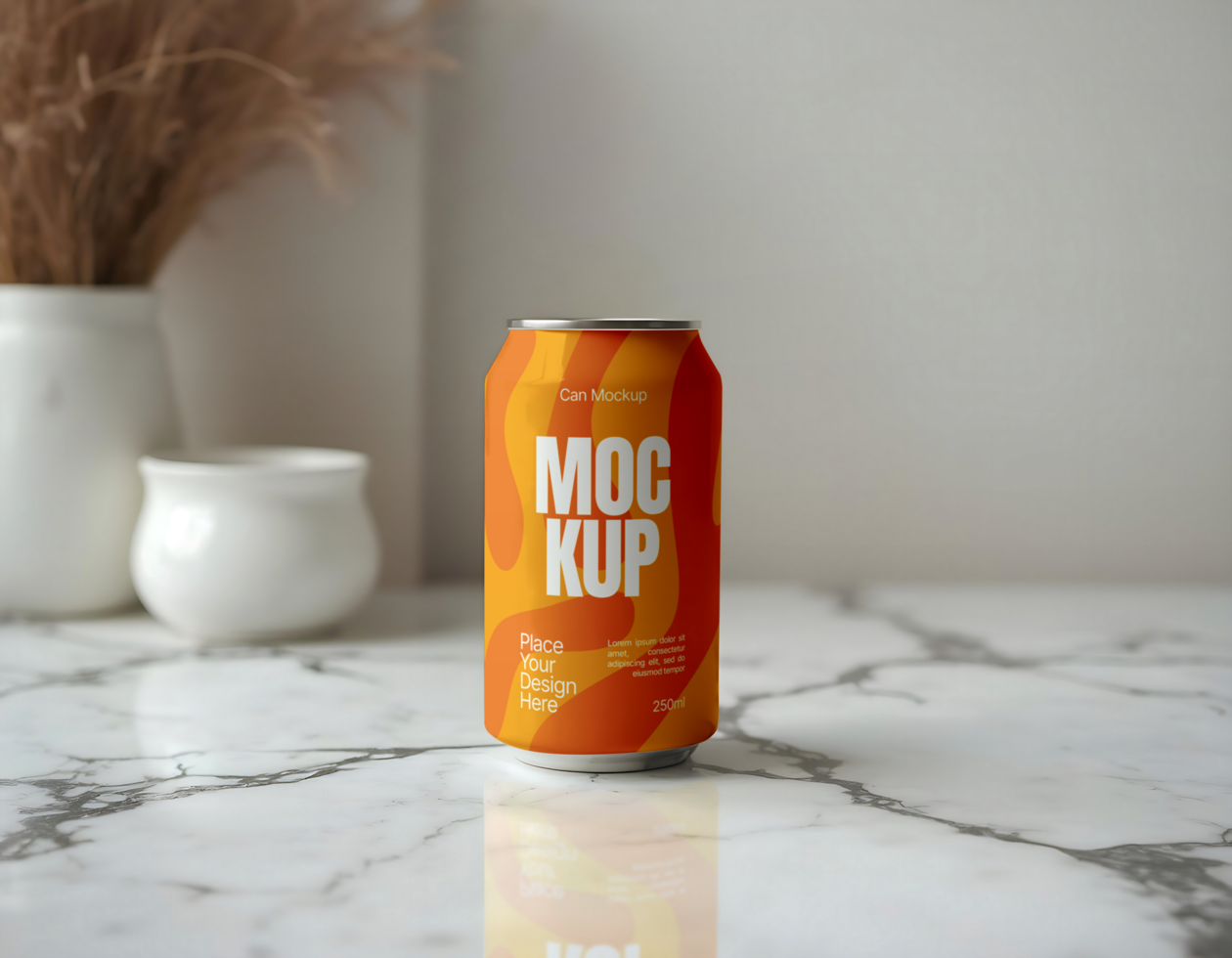 Soda beverage can mockup on marmer psd