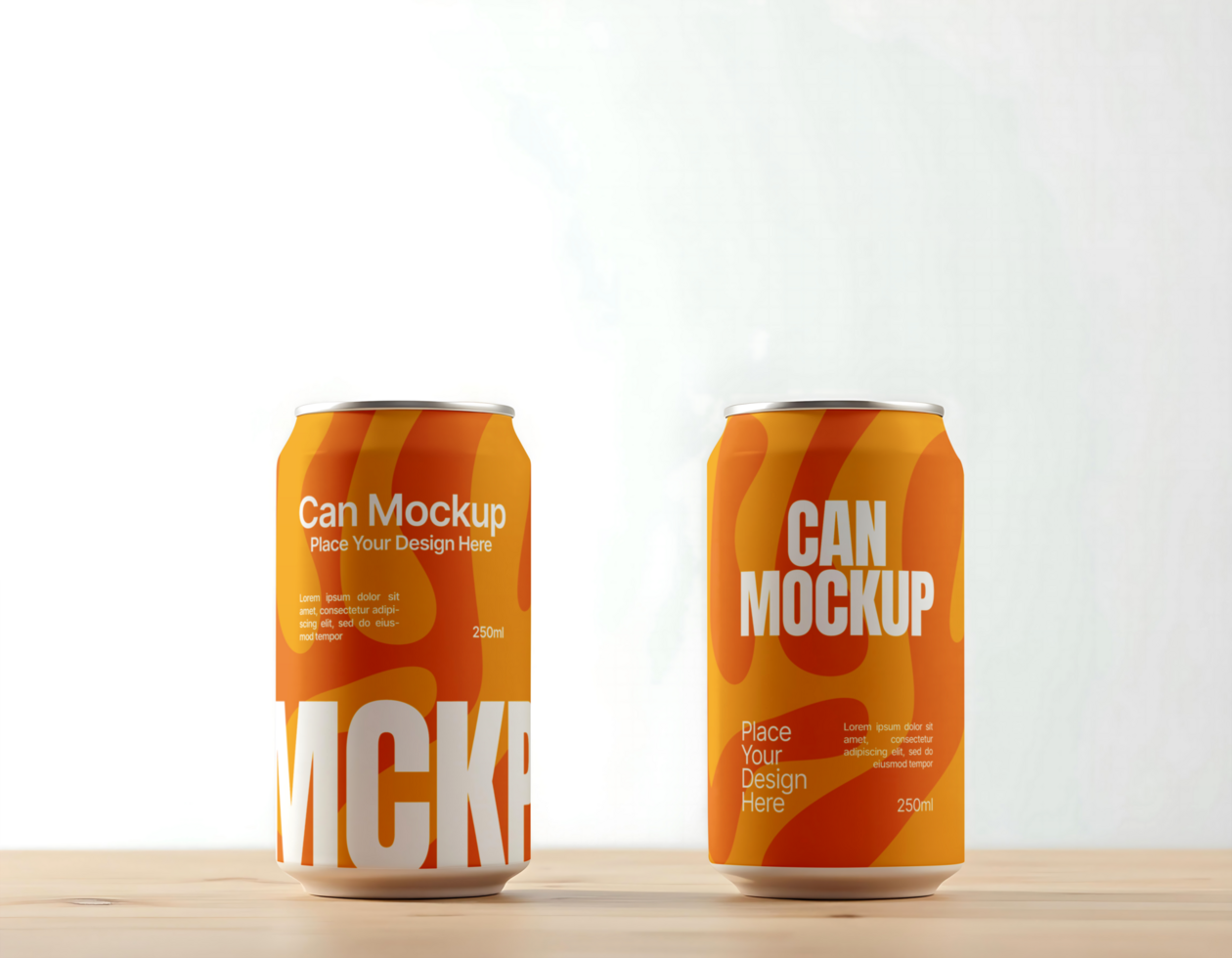 Soda beverage can mockups on table psd