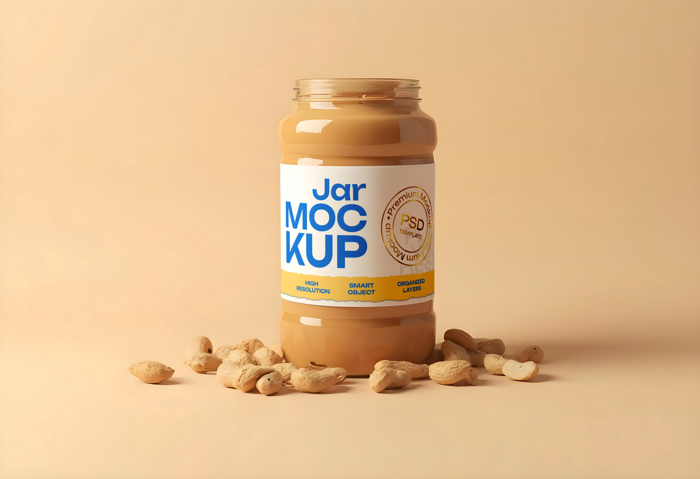 Peanut Jam Jar Mockup psd