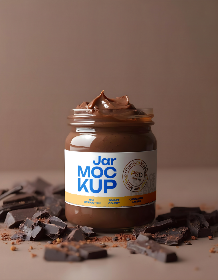 Chocolate Jam Jar Mockup psd