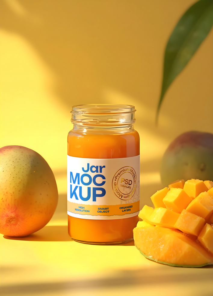 Manggo Jam Jar Mockup psd