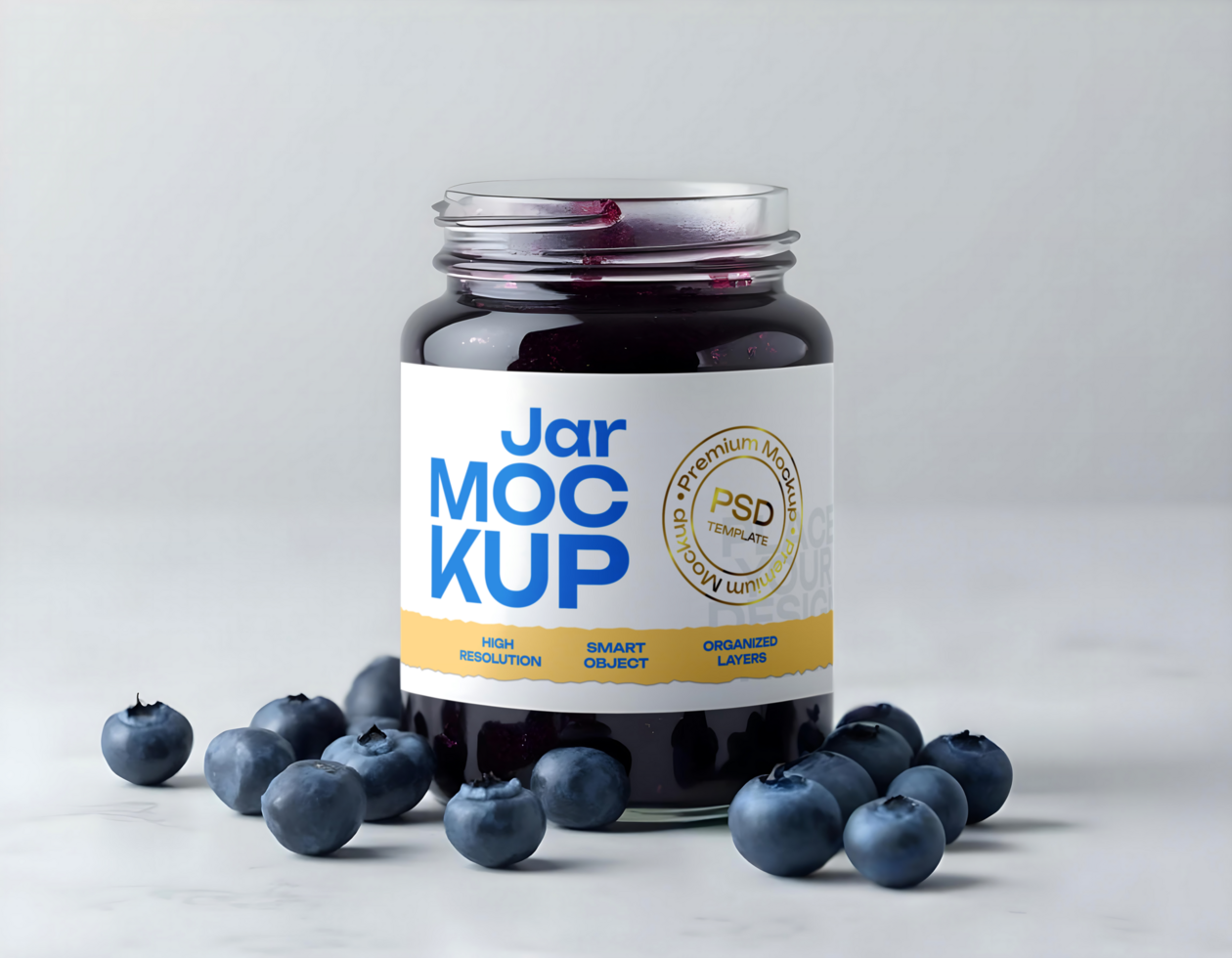 Bluberry Jam Jar Mockup psd