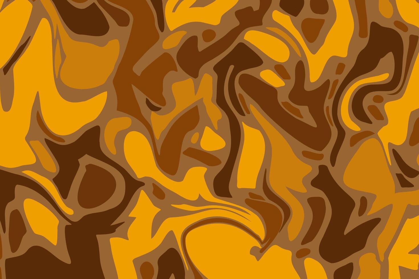 Groovy abstract shapes on yellow tones. Autumn inspired design with geometrical shapes. Liquid flat background vector