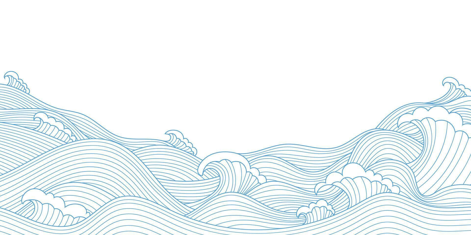 Elegant blue Chinese New Year ocean waves isolated on white background. Ideal for banners, festive cards, and website decor. vector