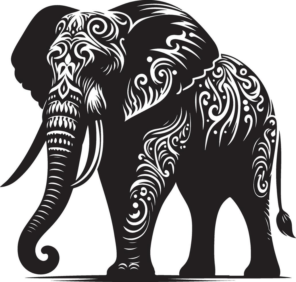 An elephant with ornate patterns on its trunk vector