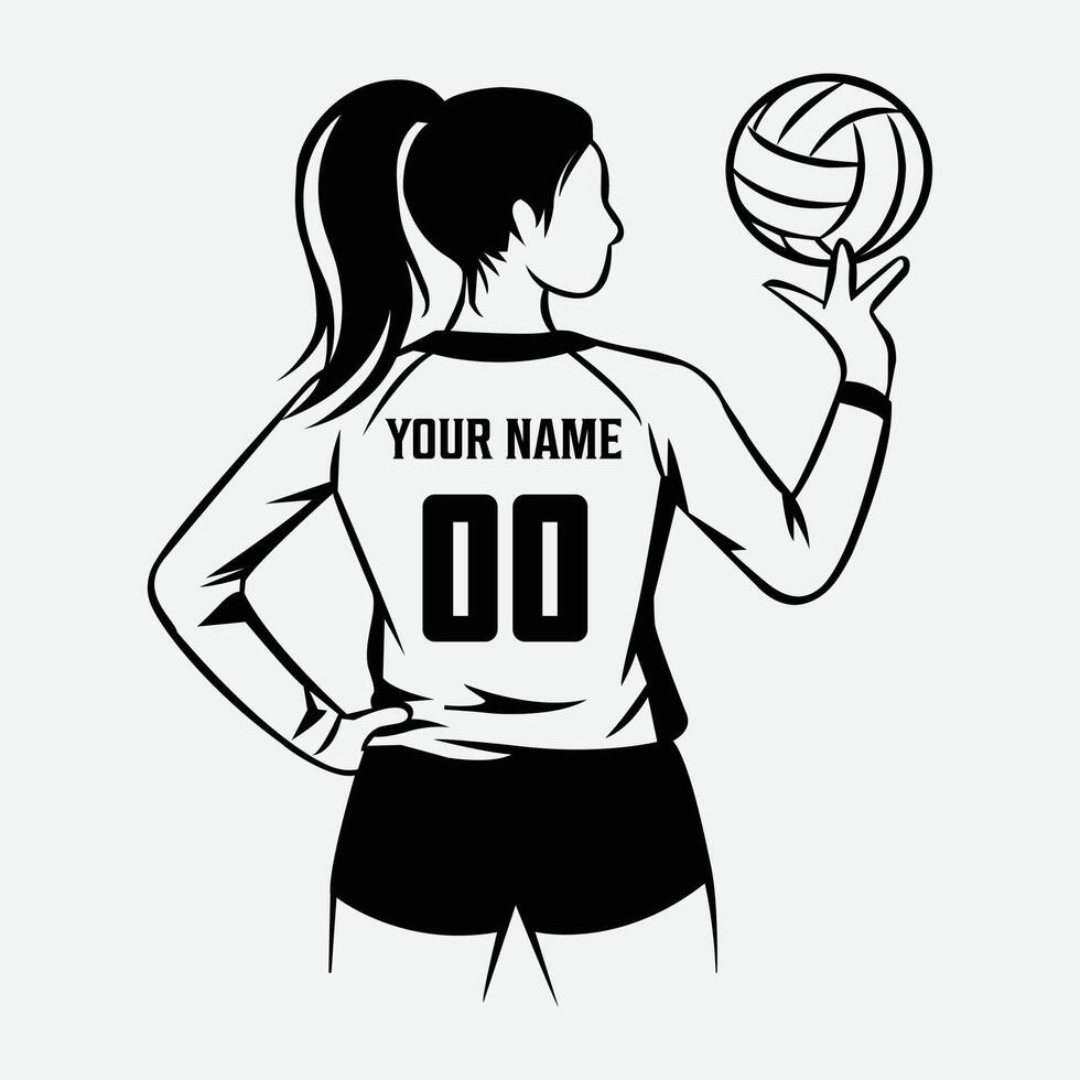 Women Football or Volleyball Player with Ball Design vector