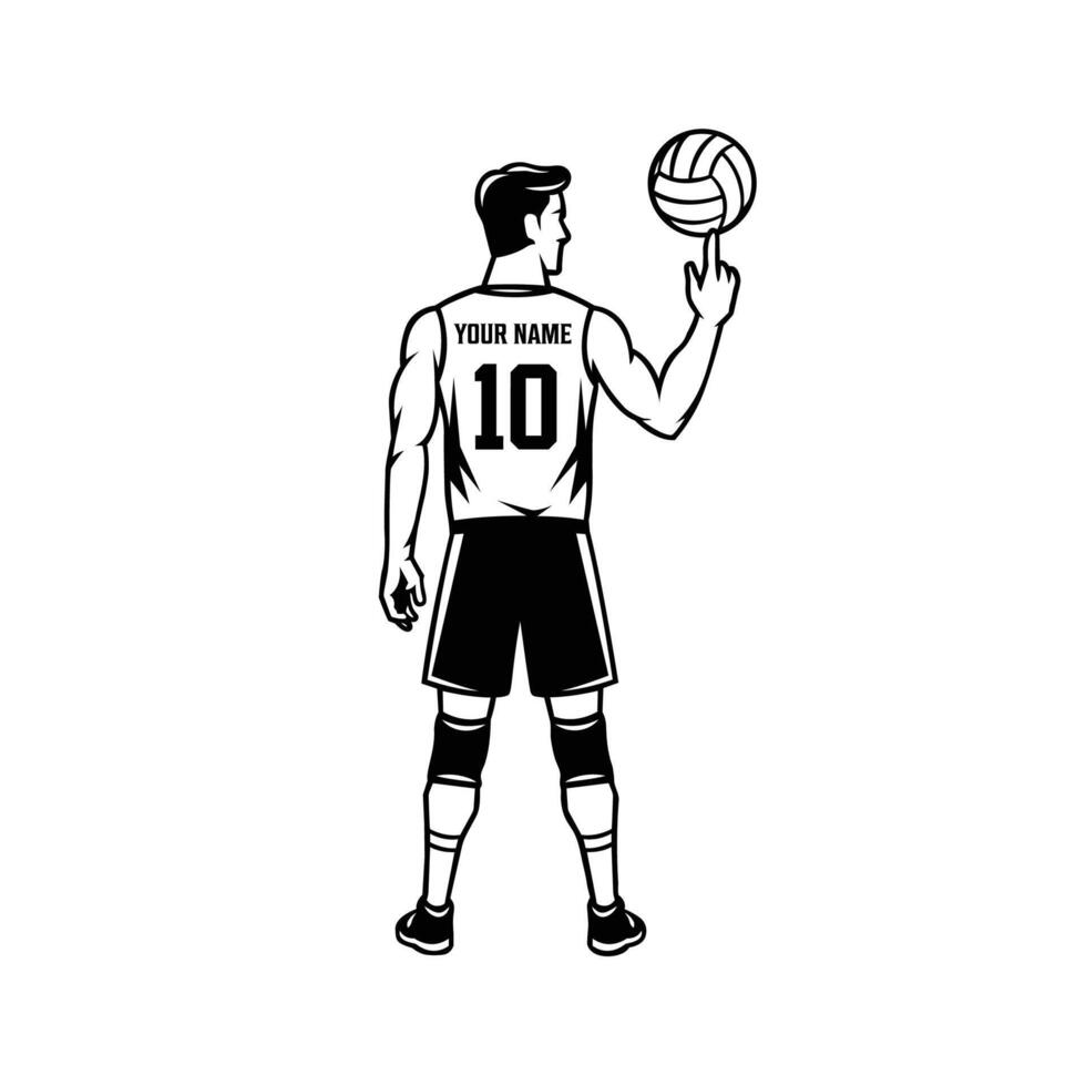 Football or Volleyball Player with Ball Design vector