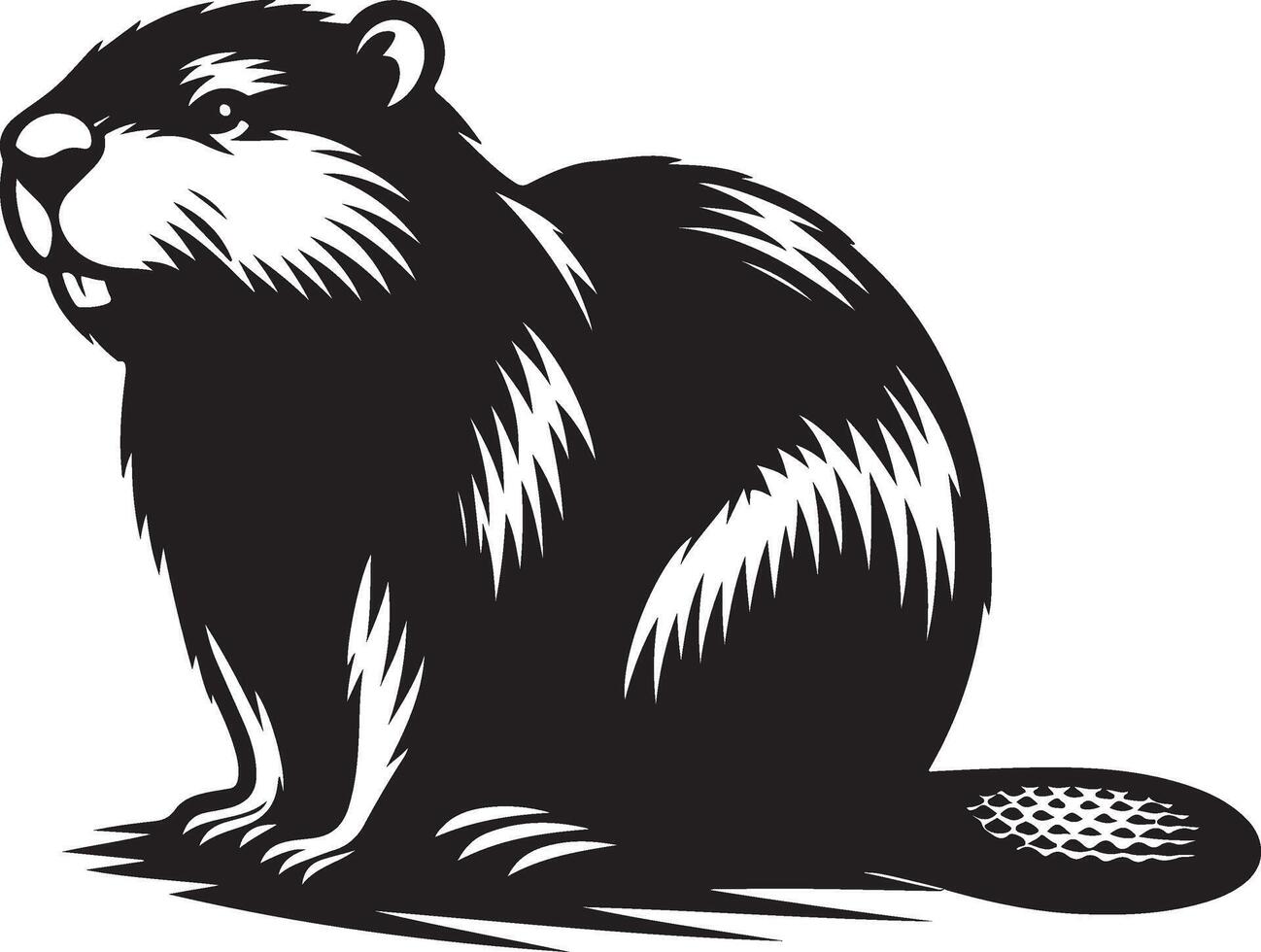 A black and white illustration of a beaver vector