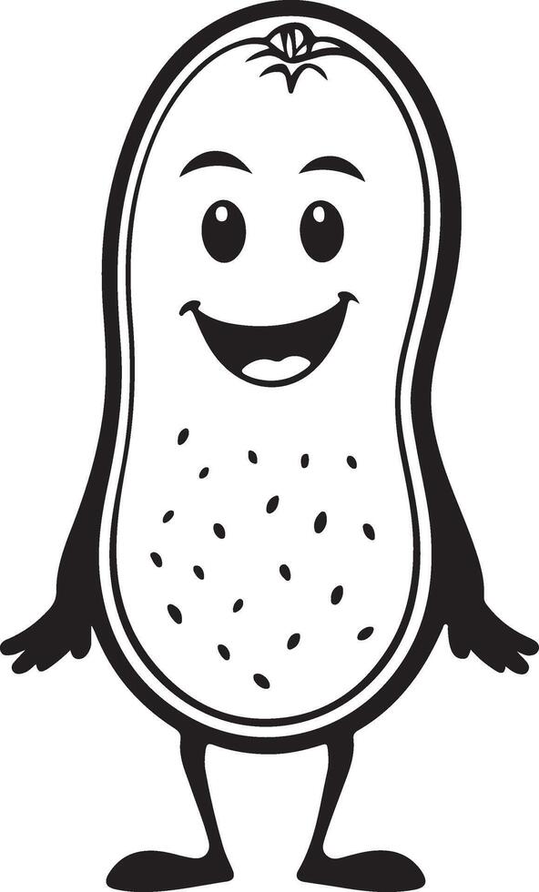 A cartoon character of a black and white avocado vector