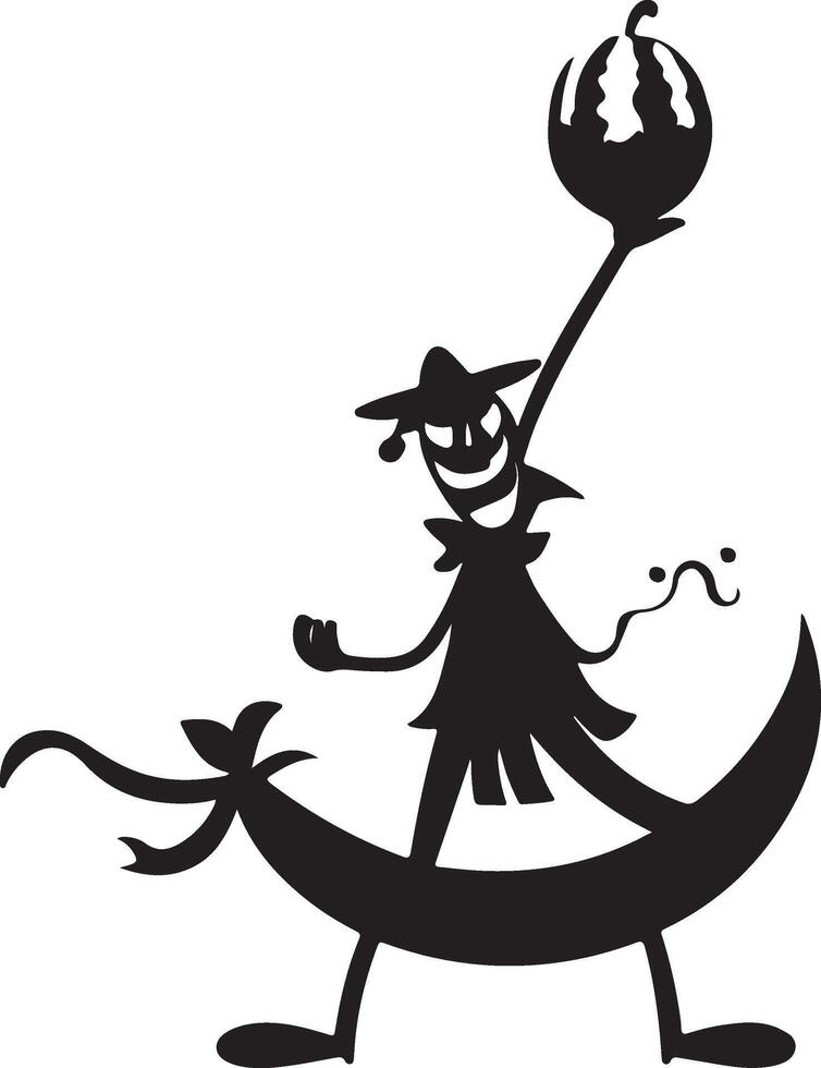 A cartoon witch holding a pumpkin in her hand vector