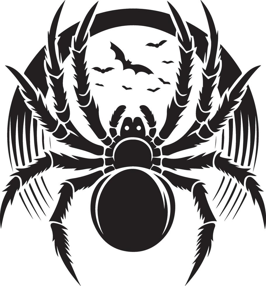 Spider with bat and bat symbol vector