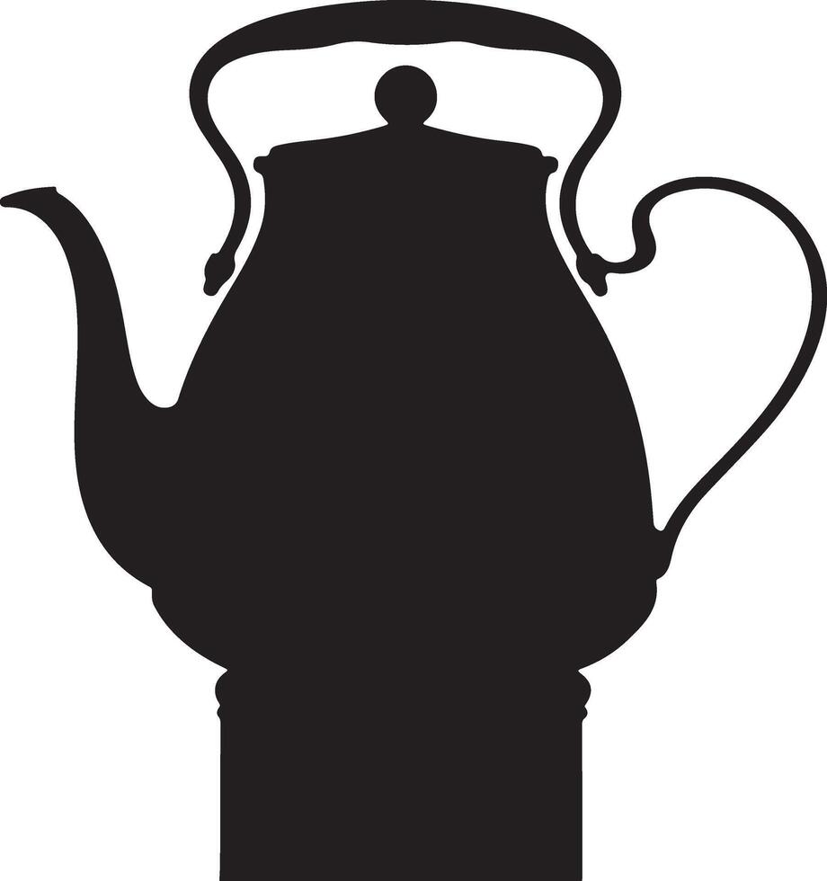 A black and white silhouette of a teapot vector