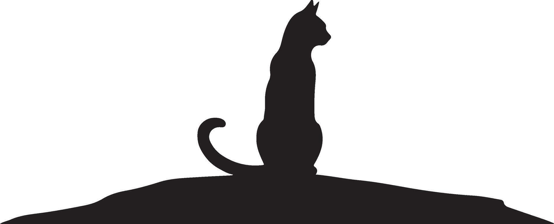 Cat silhouette on top of hill illustration vector