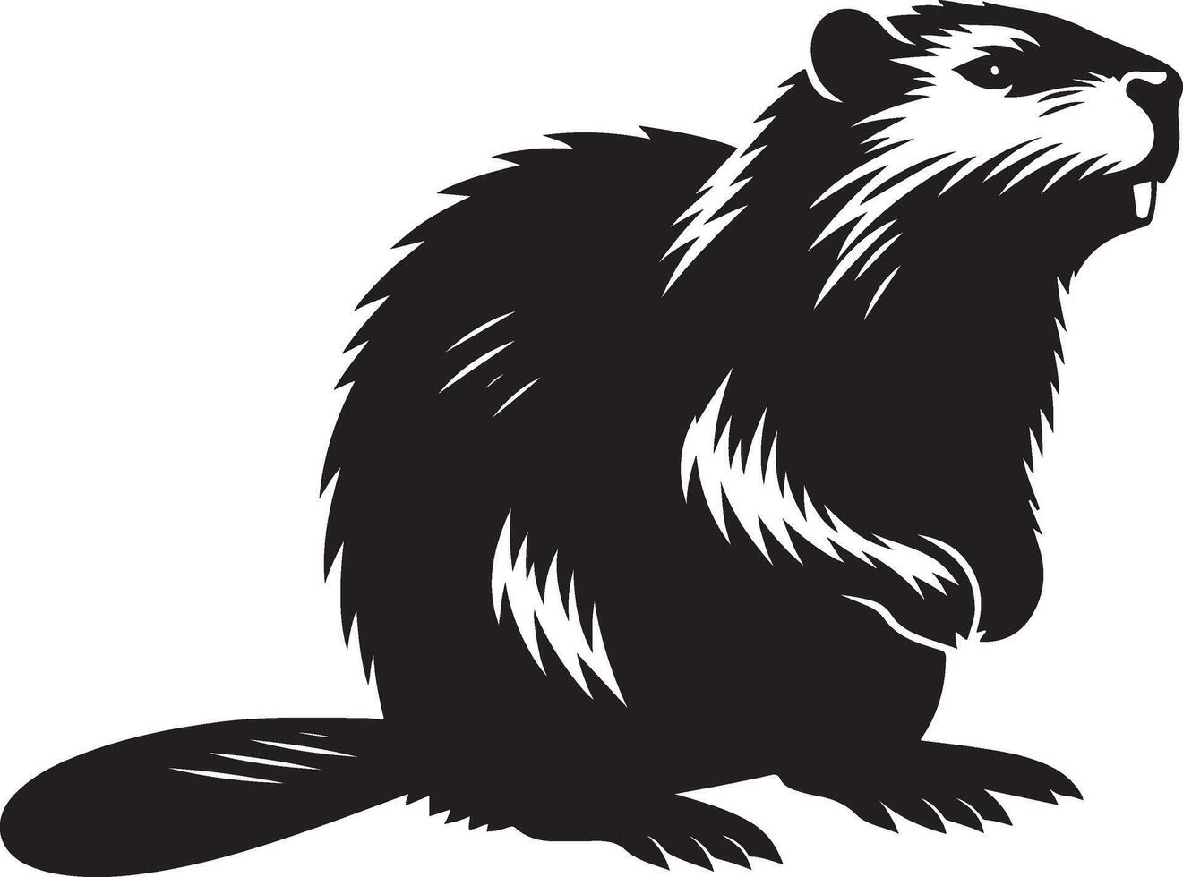 A black and white beaver on a white background vector