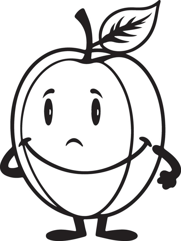 A cartoon peach with a smile on its face vector