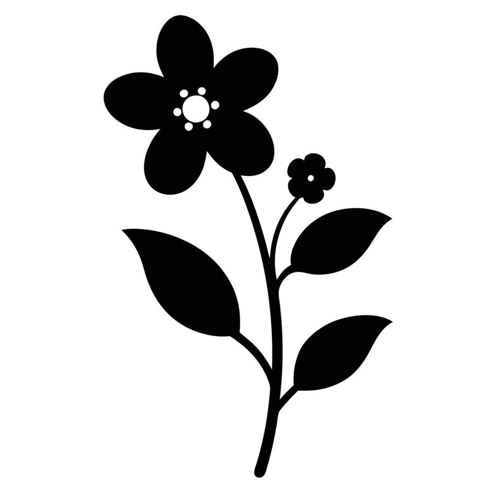 A black and white flower silhouette on a white background vector