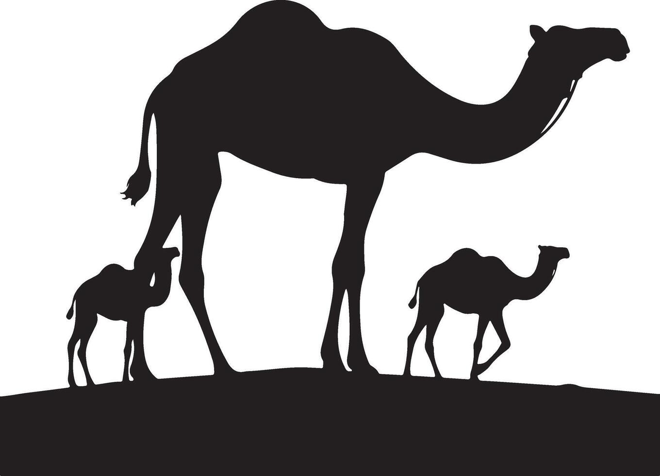 Camels in the desert illustration vector