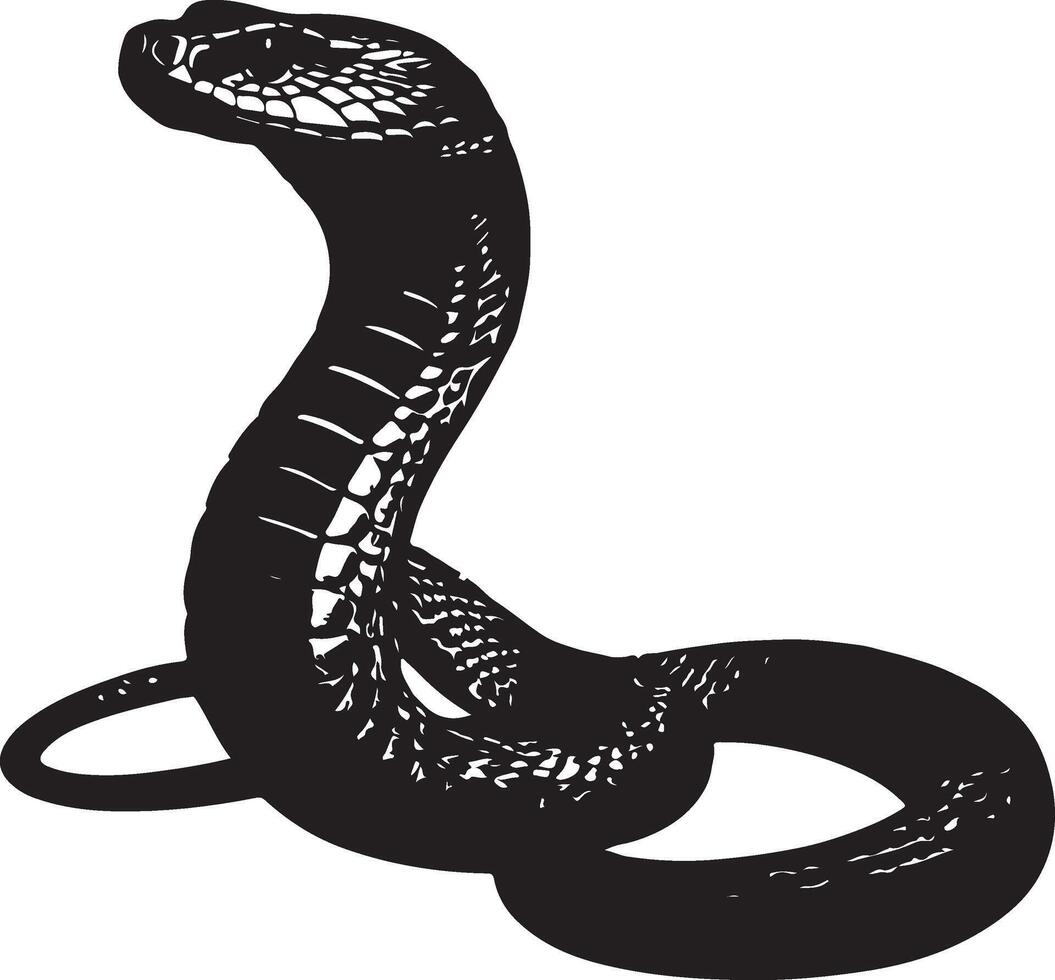A black and white illustration of a snake vector