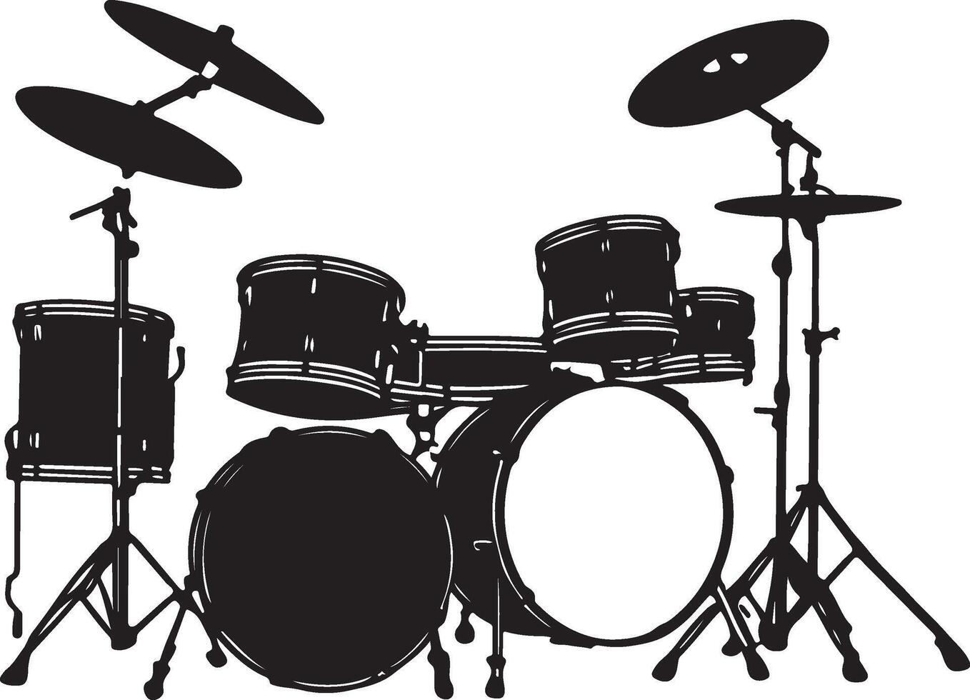 Drum kit silhouette on white background vector