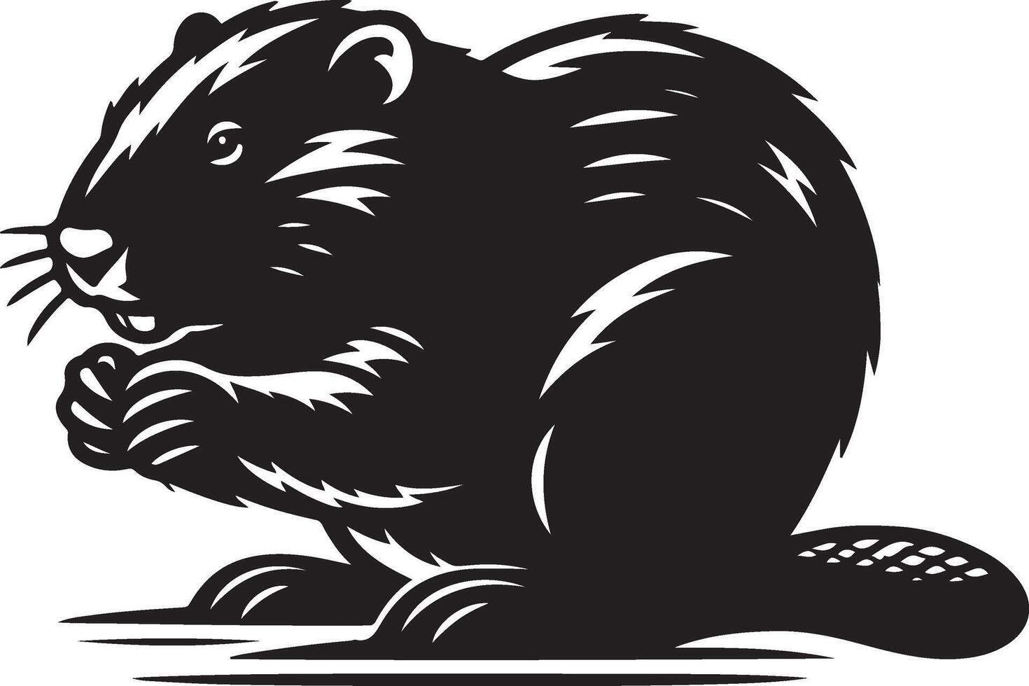 A black and white illustration of a beaver vector
