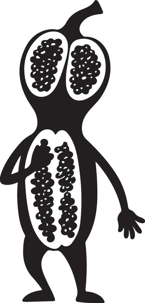 A cartoon fruit with a face and hands vector