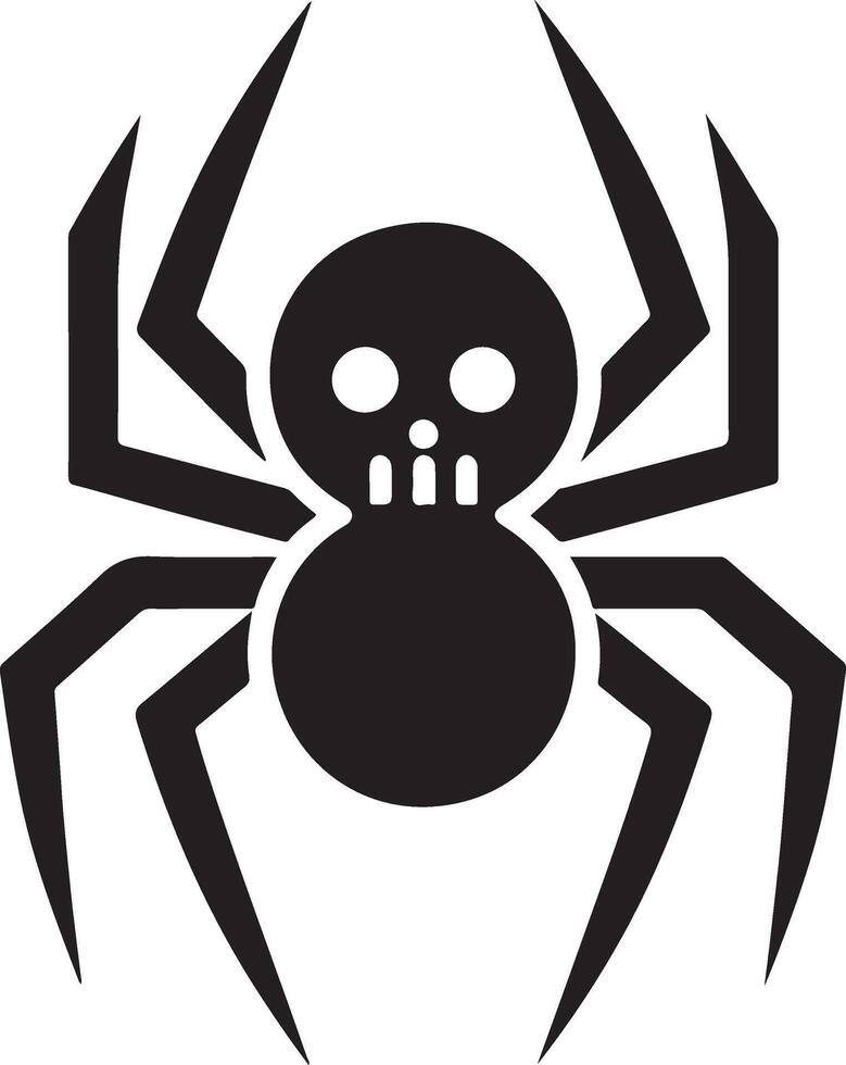 A black and white spider with a skull on its head vector