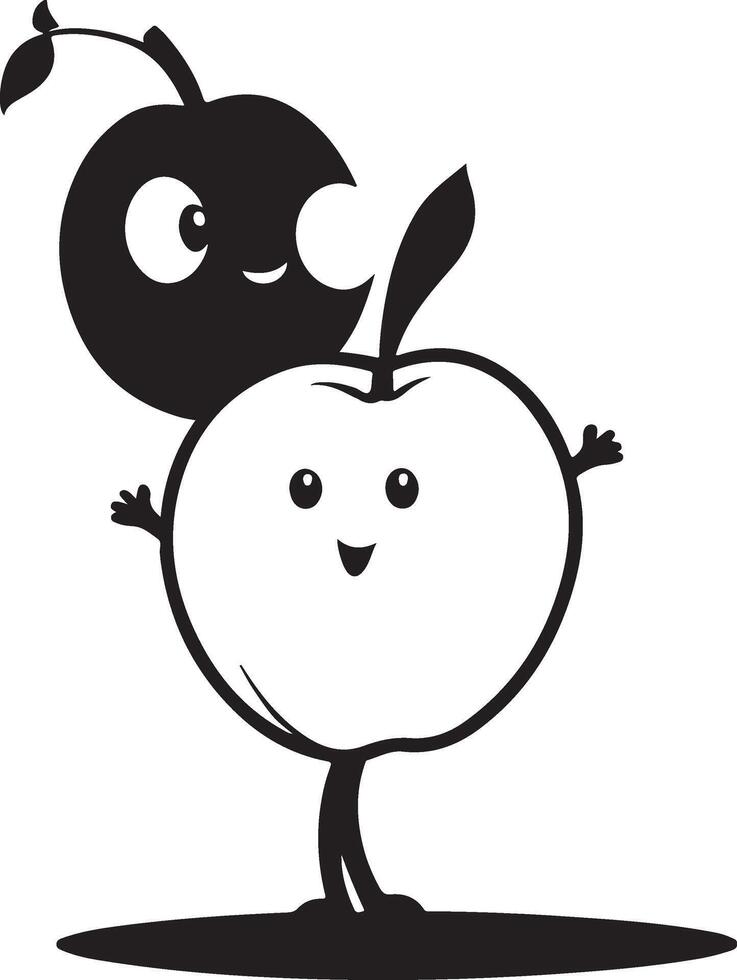 A black and white apple and a black apple vector