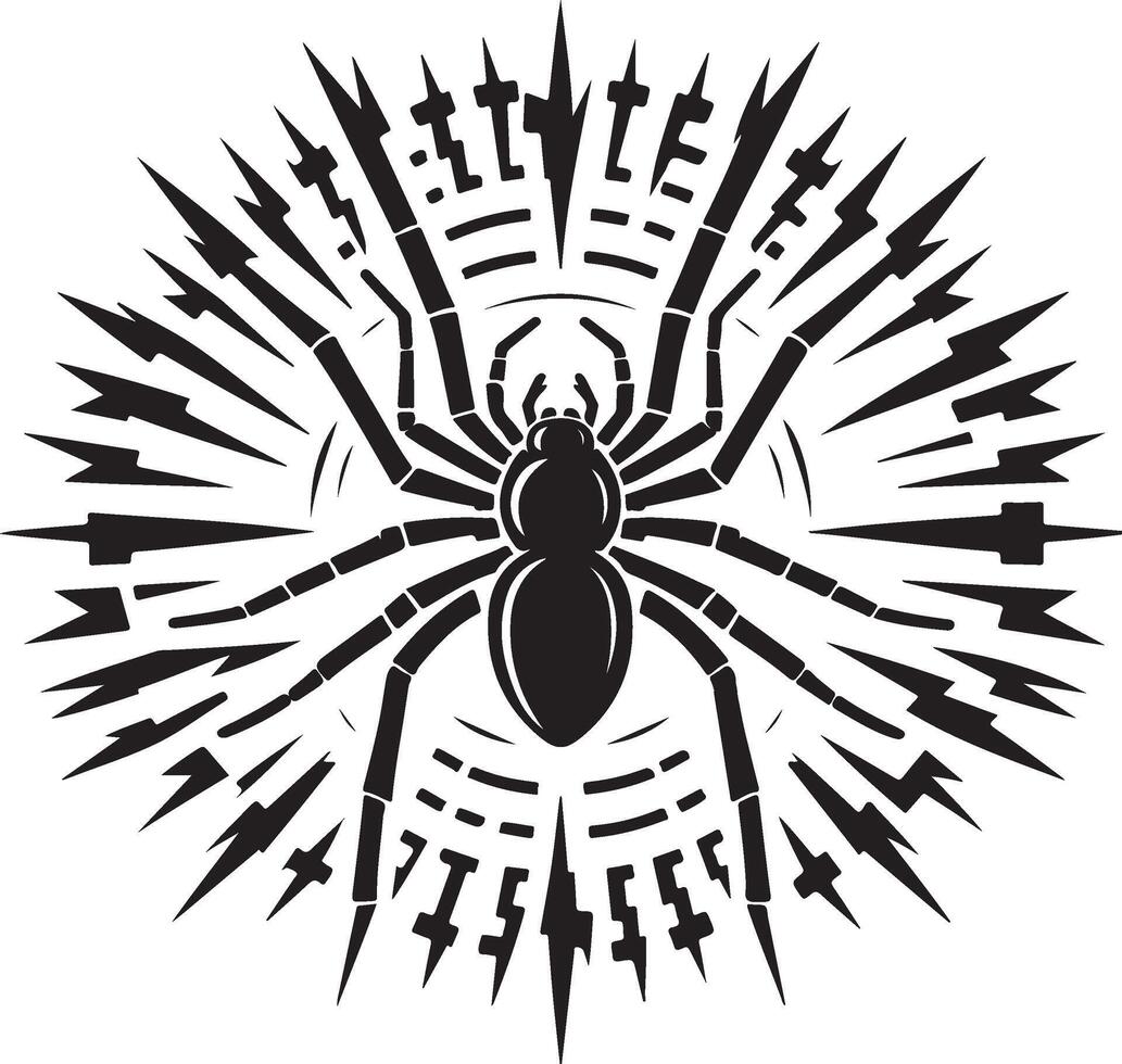 A black and white spider with a star in the center vector