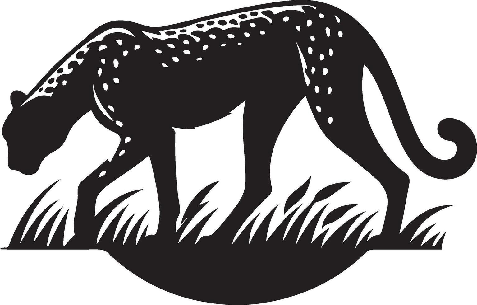 A black and white cheetah silhouette on a white background vector