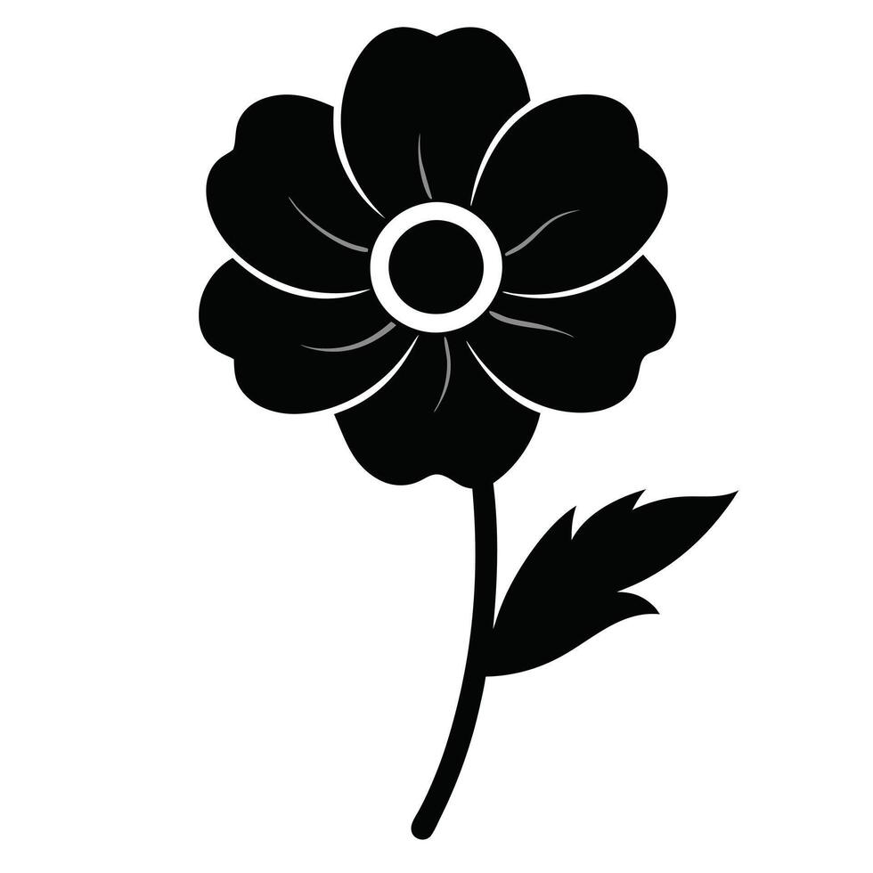 Black flower on white background illustration vector