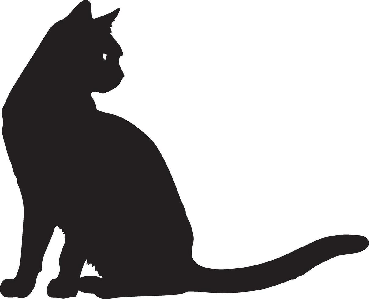 A black silhouette of a cat sitting down vector