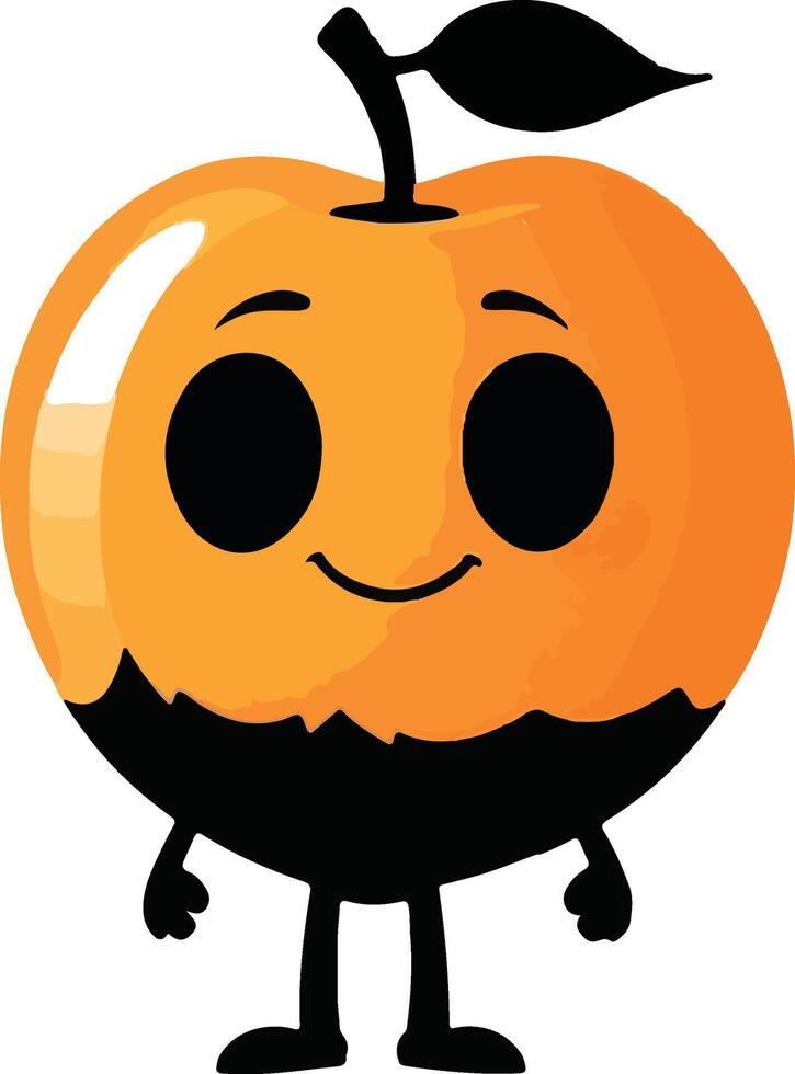 An orange character with black eyes and a black hat vector