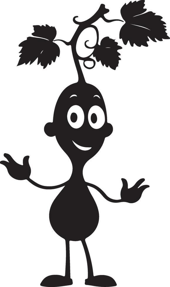 A cartoon character with leaves on his head vector