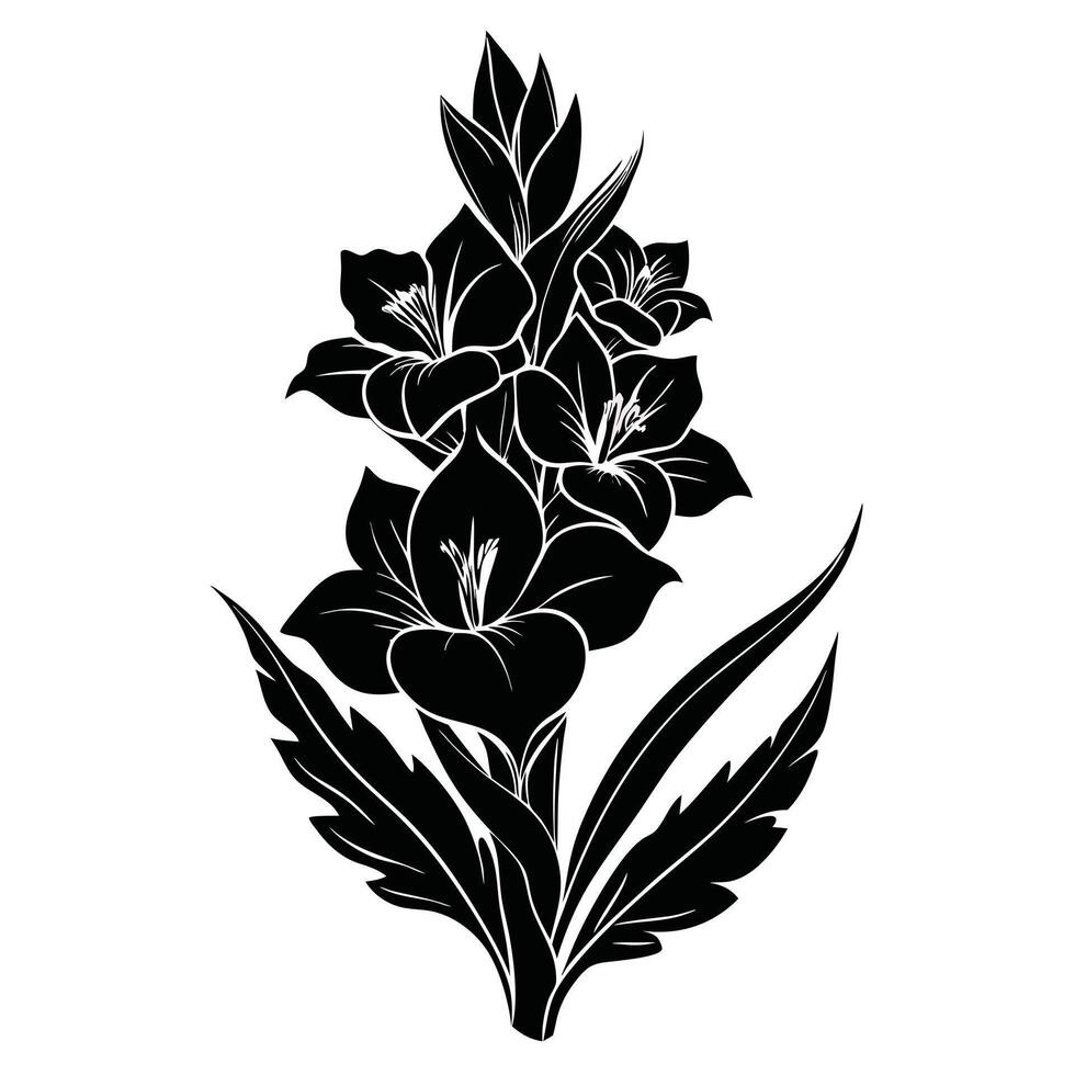 Black and white flower silhouette vector