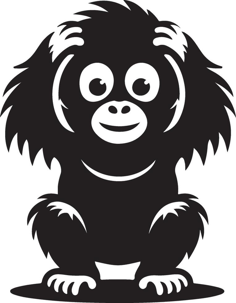 A black and white monkey with big eyes vector