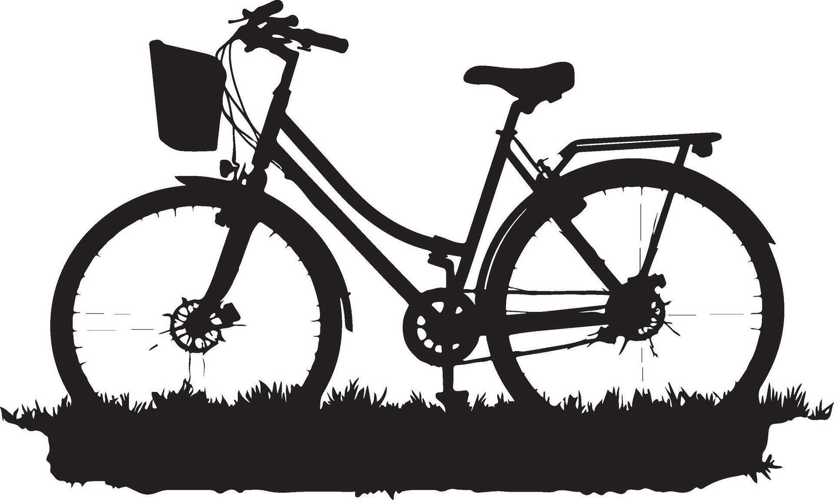 A silhouette of a bicycle on grass vector