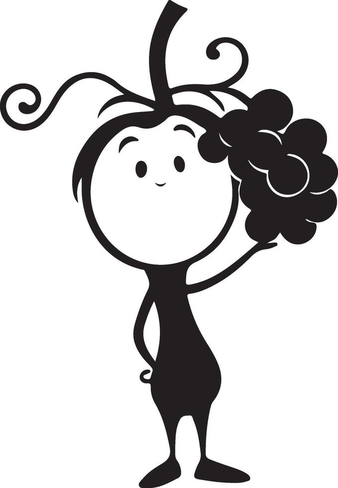 A cartoon character holding a black grape vector