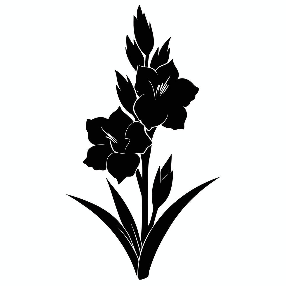 A black and white flower silhouette on a white background vector