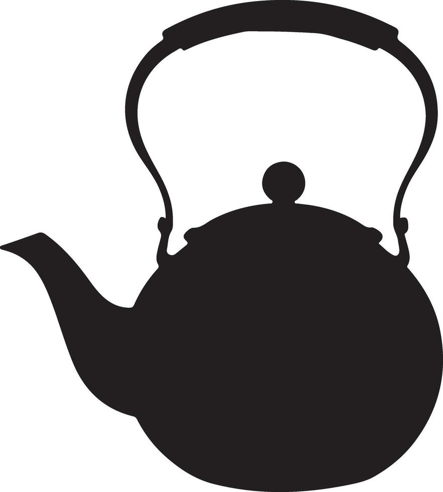 A black and white silhouette of a teapot vector