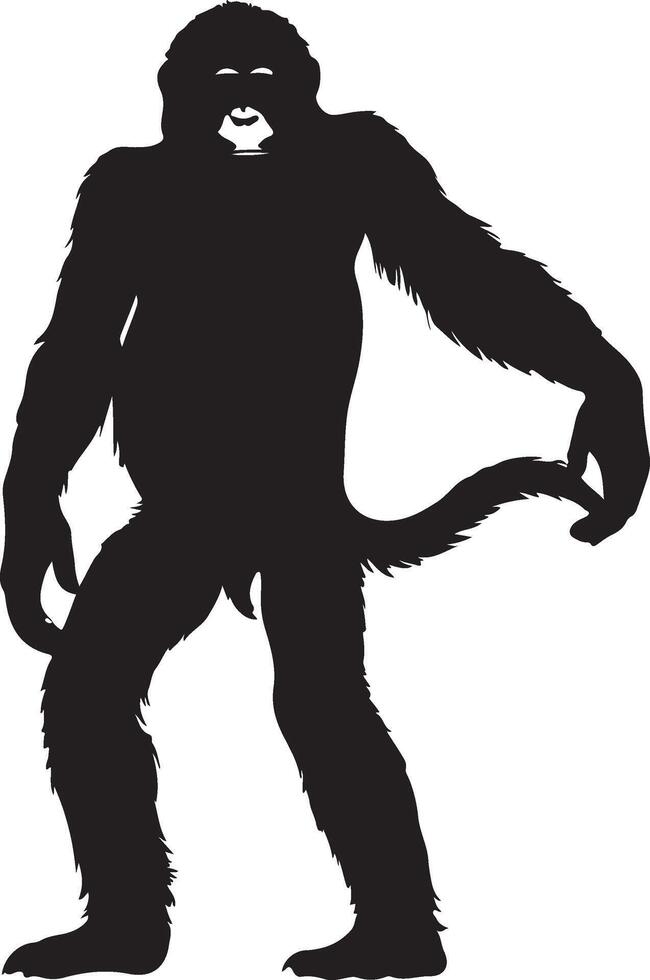 A black and white silhouette of a gorilla vector