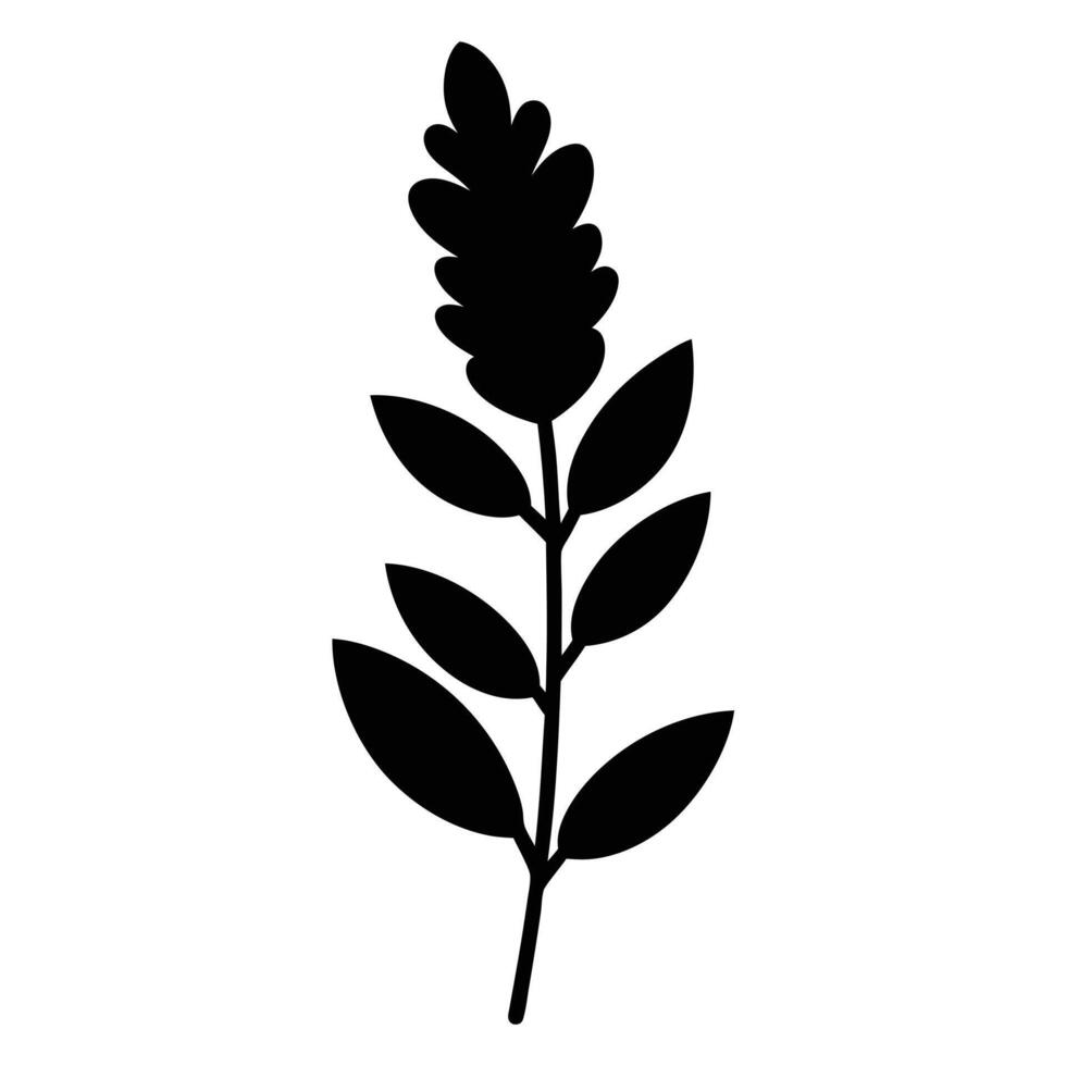 A black and white silhouette of a plant vector