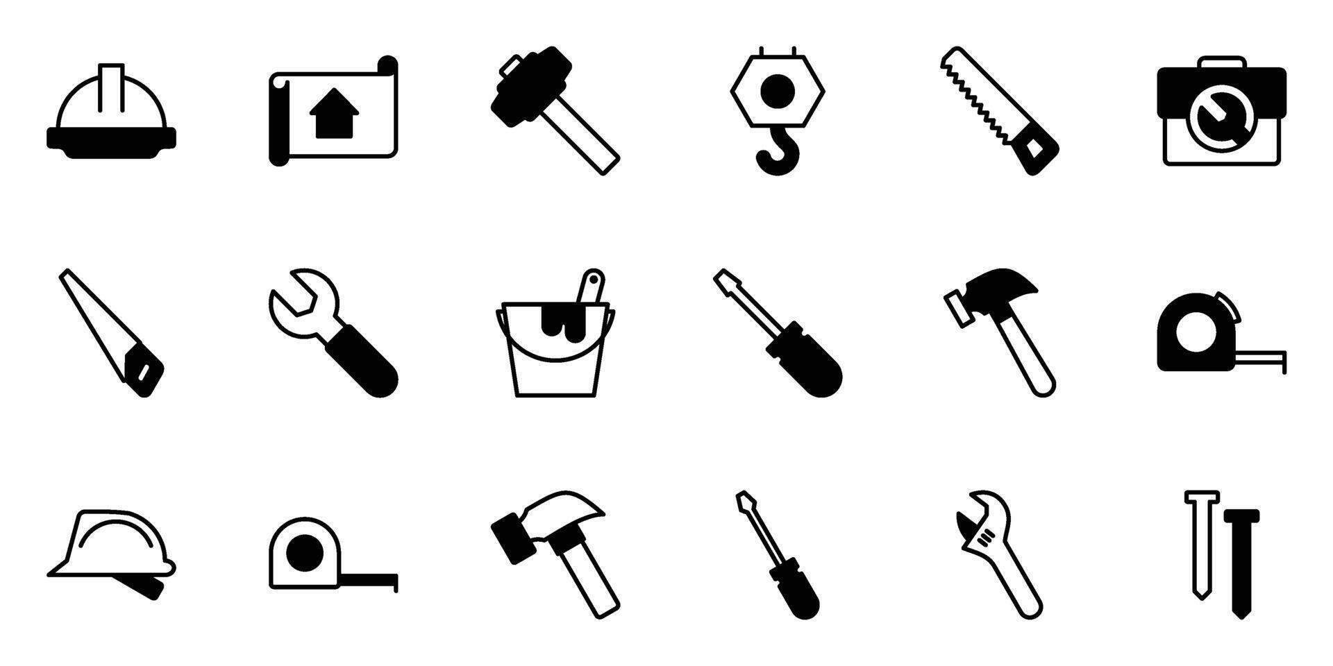 Construction Tools icon set vector