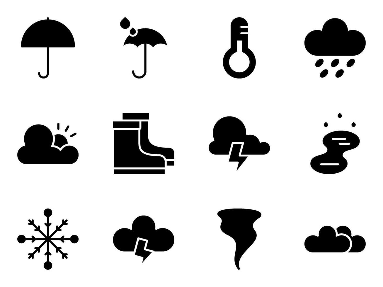 weather rain solid icons vector