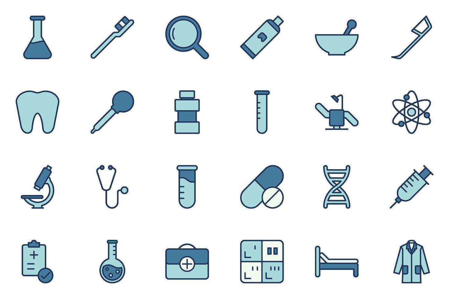 Dental, Hospital and Lab icon set vector