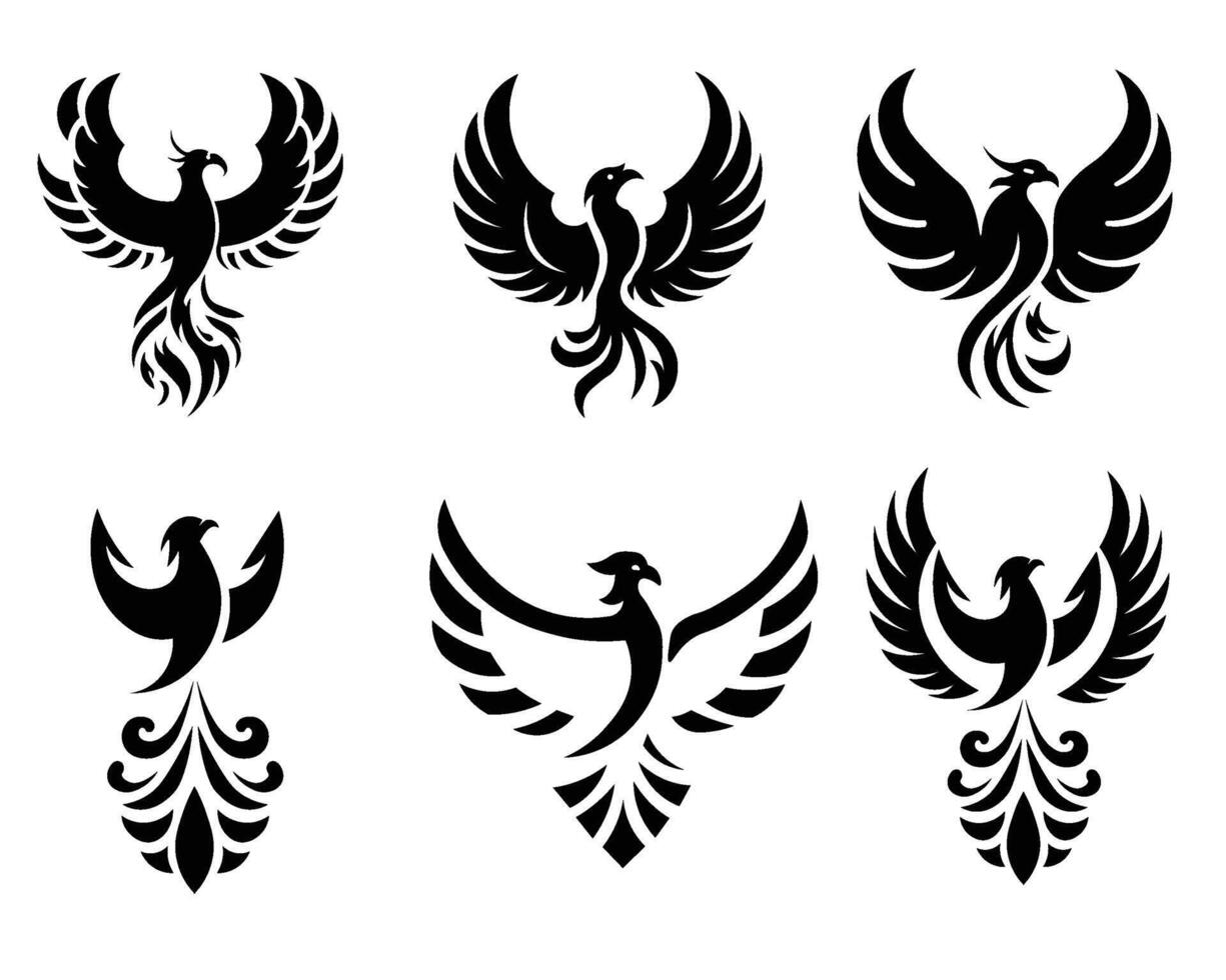 pheonix set of black in white background vector
